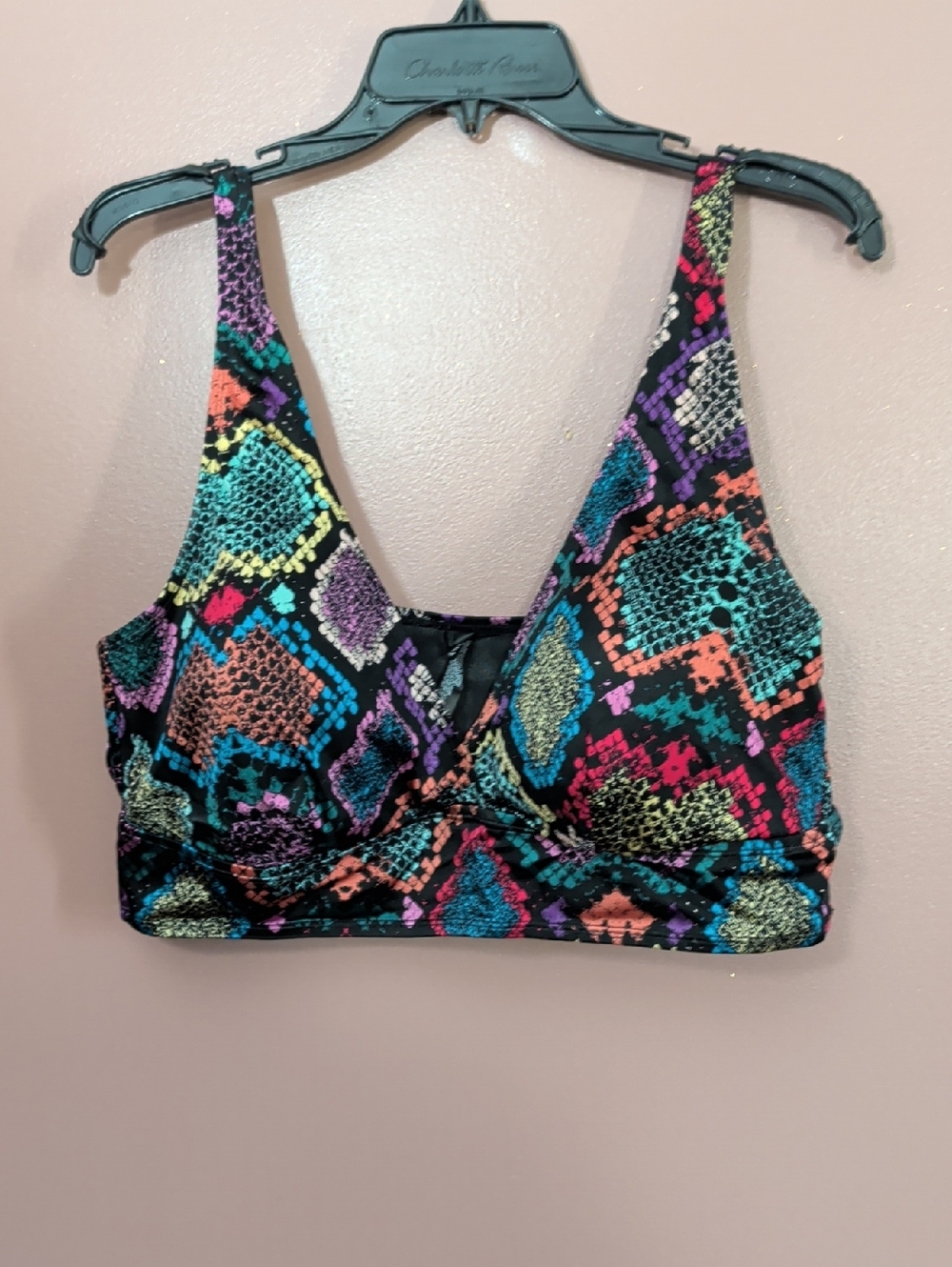 torrid Multicolor Snake Print Bikini Top - Black, Teal, Purple, Coral